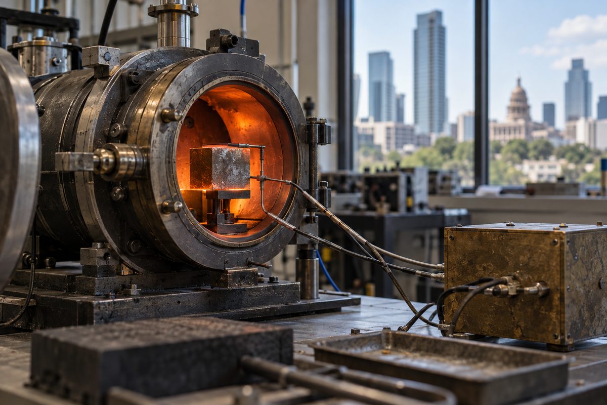 Thermal test rig with probes on an industrial sample